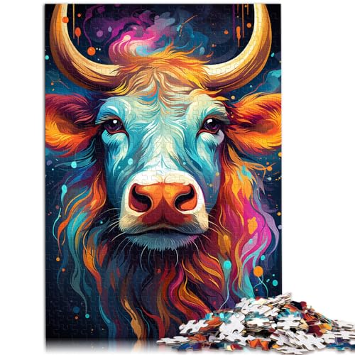 Puzzles zum Malen einer bunten Kuh, 1000 große Teile, Puzzle für Erwachsene, Holzpuzzle, Geburtstagsgeschenk, Geschenke für oder, Wandkunst, 1000 Teile (50 x 75 cm)