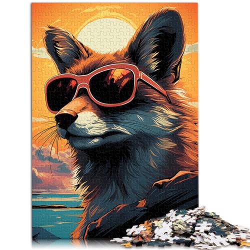 Puzzles für den Fuchsboss mit Sonnenbrille, 1000-teiliges Puzzle, Holzpuzzle, Puzzles als Geschenke, entspannendes geistiges Lernspielzeug (50 x 75 cm)