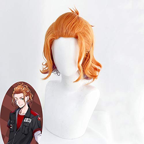 LINLINCD Cosplay wig Twisted-Wonderland Cater Diamond Cosplay Perücken Orange Kurzes hitzebeständiges synthetisches Haar Perücke für Karneval Halloween Party