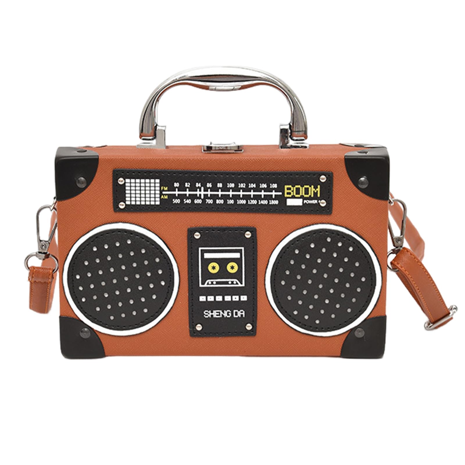 Meiliyizu Damen-Umhängetasche in Radio-Form, einfache Tasche, kreative Handtasche und Geldbörse, Abendtasche, PU-Leder, Crossbody-Tasche