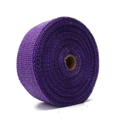 Skdvy Auspuffband HitzebestäNdig 15M Motorrad Auspuff Wärme Wickel Wärmekopf Rohrband für Motorrad Fiberglas Hitzeschild mit rostfreien Krawatten(15M Purple)