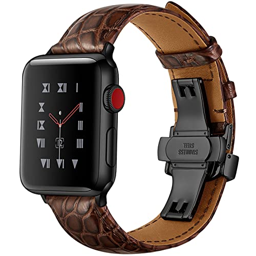 Uhrenarmbänder aus Alligatorleder für 45 mm, 44 mm, 42 mm oder 41 mm, 40 mm, 38 mm, echte klassische Armbänder aus Alligatorleder mit Schnellverschluss für die iWatch Serie 7, 6, 5, 4, 3, 2, 1, SE