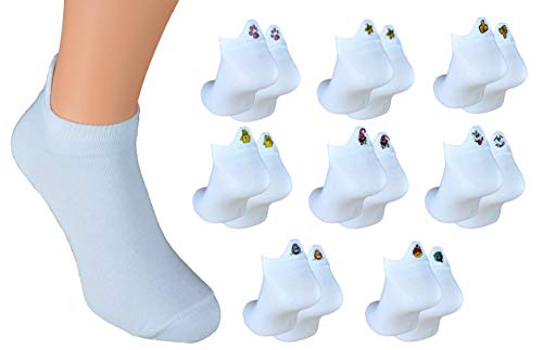 24 Paar Damen Sneaker Socken mit Fersenmotiven Gr. 39-42 weich Sommer Knöchelsocken Stickerei socke kurzer Schaft Söckchen Mädchen Strumpf Sportsocke lustige farbige bunte socken