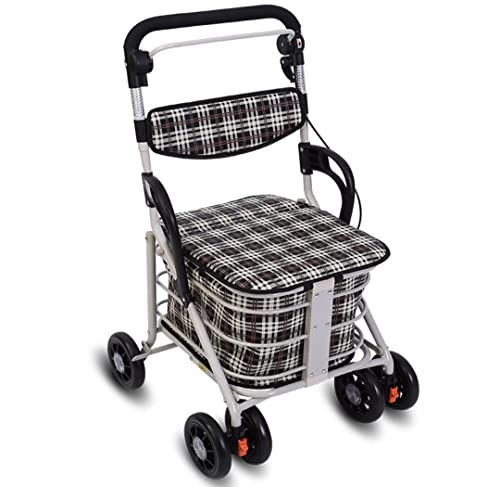 Gehgestell Mobilität Walker für Senioren Rollator Ältere Gehhilfe Aluminium Vierrad Rollator Gehhilfe Sitz und Einkaufskorb Höhenverstellbar Leicht und Sicher Design Rollator Walke Run