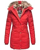 MARIKOO Damen Winter Jacke Mantel Parka warm gefütterte Winterjacke B817 [B817-Lieblings-Rot-Gr.S]