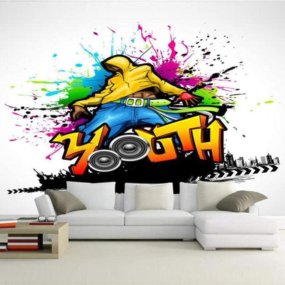 Tanzmusik-Graffiti 3D Tapete Poster Restaurant Schlafzimmer Wohnzimmer Sofa TV Dekorative Wand-430cm×300cm