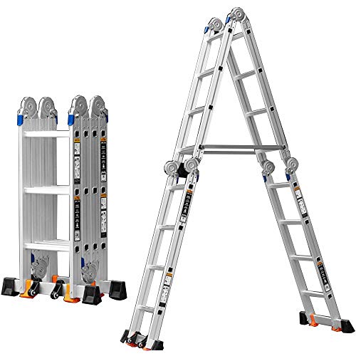 Teleskopleiter, tragbare Multifunktions-DIY-Ausziehleiter aus Aluminiumlegierung, Klappleiter, Tragfähigkeit 330 lbs, leicht zu verstauen und leicht zu tragen (Größe: 2,3 + 2,3 = 4,7 m (15,4 Fuß))