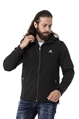 Cipo & Baxx Herren Softshell Jacke Funktionsjacke Übergangsjacke Kapuze CJ285 Schwarz XXL