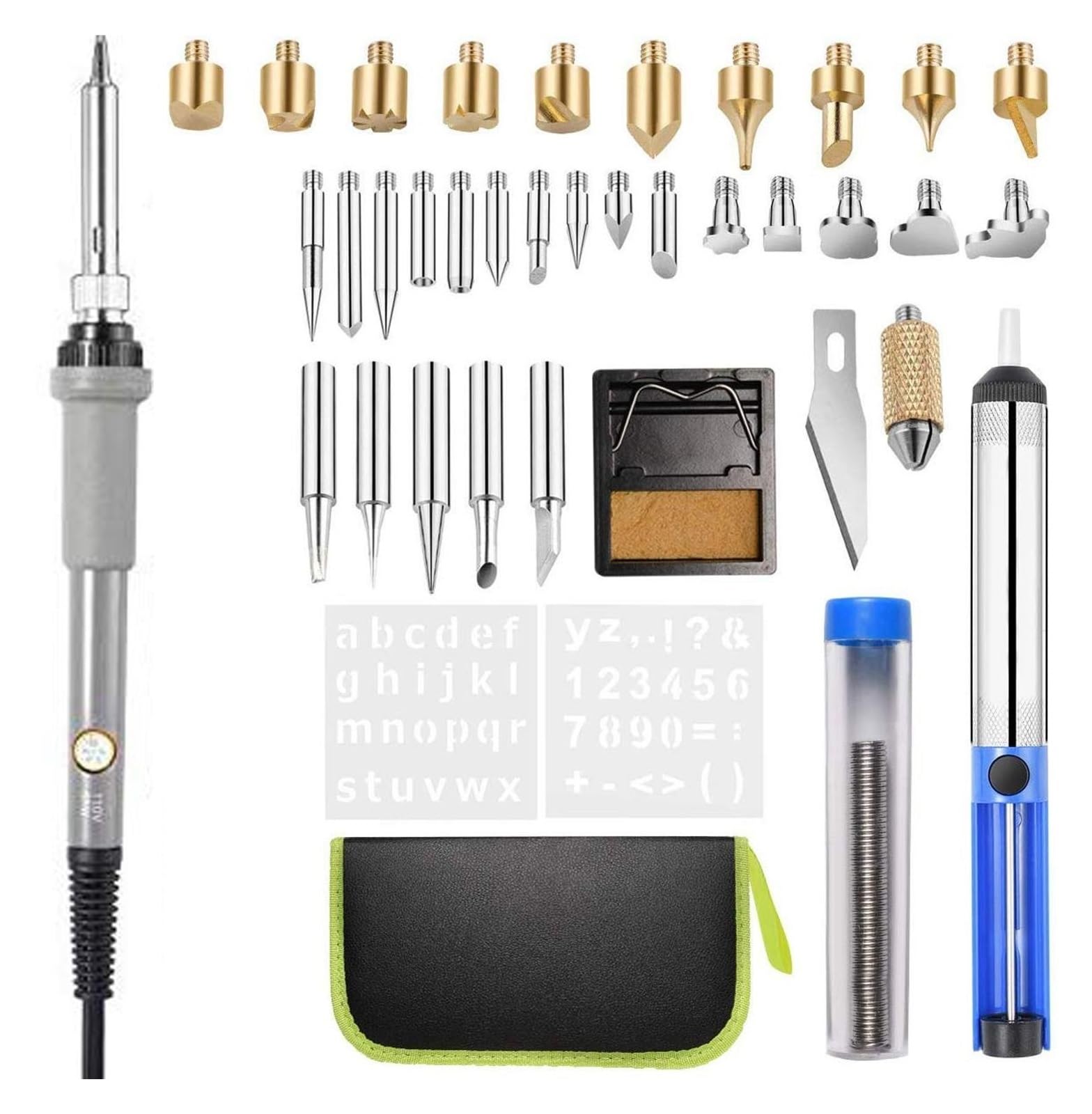 WLLKIY Lötkolben-Set, Holzbrennset, Schnitz-Brandmalerei-Stift-Set, 60 W, Einstellbare Temperatur, Schweißen, Holzprägung, Brennset Sicher Und Stabil(Gray)