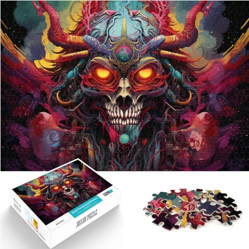 Spielgeschenk-Puzzle, farbenfrohe psychedelische Kuh aus der Zukunft, Puzzle 1000 Teile, Holzpuzzle mit passendem Poster und Wissensblatt, 1000 Teile (50 x 75 cm)