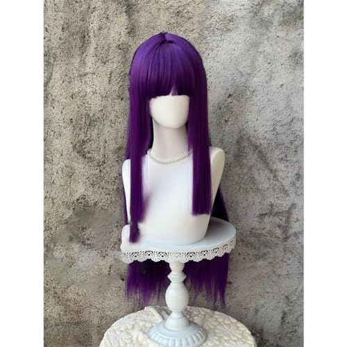 WCCNKK Anime Cosplay Perücke, Frieren at The Funeral Fern Perücke, Lila 70 Cm Langes Haar, Mit Kostenloser Perückenkappe, Für Party Alltag Halloween Perücke Cosplay, Dekorative Accessoires