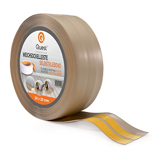 Weichsockelleiste Selbstklebend BEIGE Knickleiste zum Kleben, für Küche Badezimmer, 50x20mm, 25 Meter