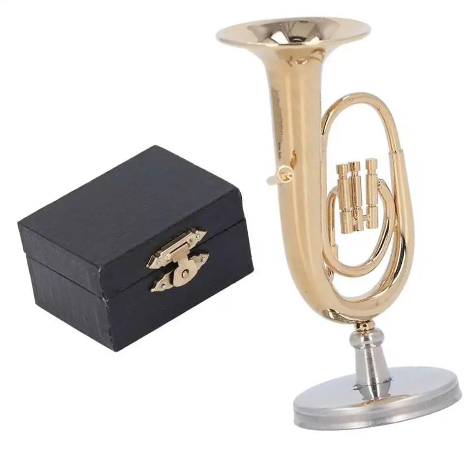 Miniatur-Tuba-Modell, Messing, Vergoldetes Euphonium, Mini-Miniatur-Tuba-Musikinstrumentenmodell Mit Sockel Musikinstrumente Miniatur