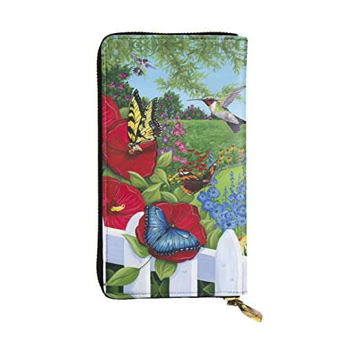 DMORJ Vogel Schmetterling Blume Leder Lange Clutch Geldbörse: 19 x 10 cm Bequem Leicht Wasserdicht Langlebig Schönes Geschenk, Schwarz, Einheitsgröße, Schwarz , Einheitsgröße