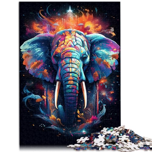 Puzzle Bunte Psychedelie der Elefanten, 1000 Teile, Puzzle für Erwachsene, Holzpuzzle als Geschenk für die ganze Familie, 1000 Teile (50 x 75 cm)