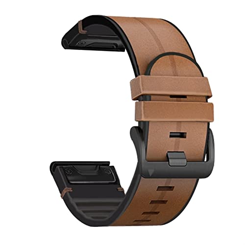 IOTUP Quickfit Uhrenarmband für Garmin Fenix 7 7X 6 6X Pro 5X 5 Plus 3HR 935 945 S60 echtes Leder Silikon Smartwatch 22 26 mm Armband, 22mm Fenix 5 5Plus