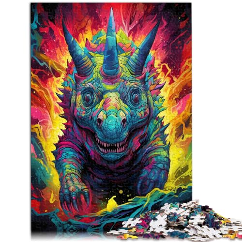 Puzzle, Geschenke, Spielzeug, farbenfrohes psychedelisches Ceratopsien-Puzzle, 1000 Teile, Holzpuzzle, anspruchsvoll, aber unterhaltsam und humorvoll, 1000 Teile (50 x 75 cm)