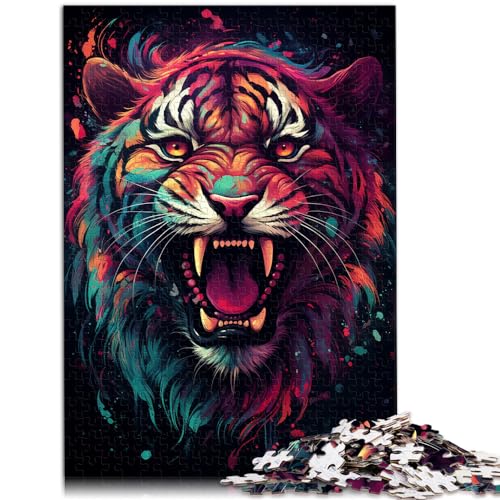 Puzzle als Geschenk, farbenfroher Psychedelischer Galaxietiger, 1000-teiliges Puzzle, Holzpuzzle, einzigartige Geburtstags, 1000 Teile (50 x 75 cm)