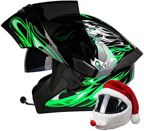 Motorradhelm-Bluetooth-Helm Motorrad Klapphelm Damen Und Herren,ECE/DOT Zertifiziert Motorradhelm Integralhelme Mit Doppelvisier Große Perspektive Große Größe (Color : F, Größe : XL=60-61cm)