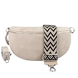 BLADE Bauchtasche Damen, Handgemachte Wildledertasche, Crossbody Bag, Gürteltasche Echtes Leder mit 2 abnehmbaren/verstellbaren Breiten Gürteln, Umhängetasche aus Italien, Geschenk für Sie -Beige