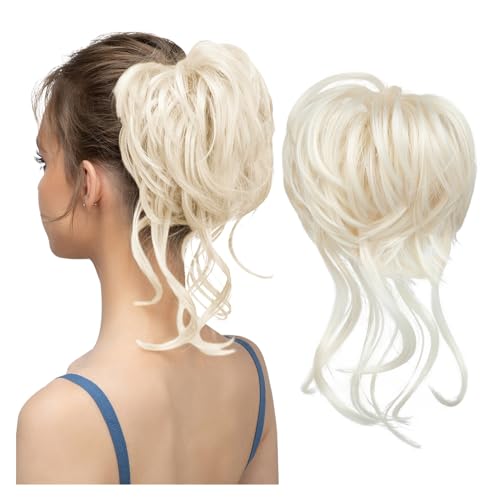 Haarteile Haarknoten Synthetischer unordentlicher Dutt, elastische Haarteile, lockiges Haargummi, schwarz, blond, braun, natürliches Haar, Chignon, Hochsteckfrisur, Donut, Kunsthaar for Frauen Brötche