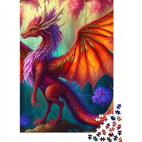 Holzpuzzle für Erwachsene mit Tierdrachen, 500 Teile, für Erwachsene, schwierige Puzzles, Geburtstagsgeschenk für Erwachsene, Jungen und Mädchen (Größe 52x38cm)