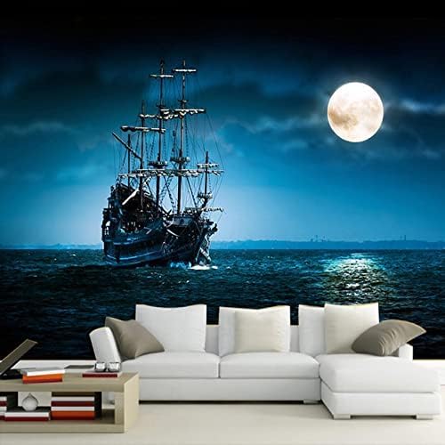 XLMING Segelboot Mondlicht Landschaft Kreatives Thema 3D Tapete Home Dekoration Wohnzimmer Sofa Schlafzimmer Tv Hintergrund Wand-430cm×300cm