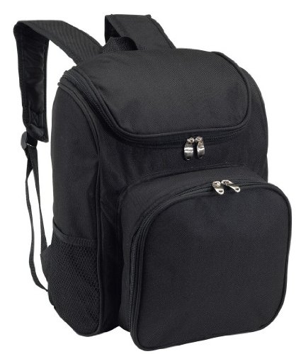 Super schicker Picknickrucksack, für 2 Personen, inkl. Geschirr usw., Farbe: Schwarz