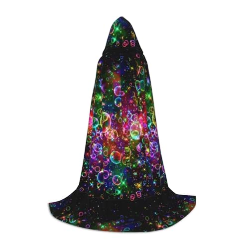 WURTON Bunte Regenbogen-Stern-Druck, Halloween-Kapuzenumhang, Unisex, Gothic-Umhang für Cosplay-Festlichkeiten