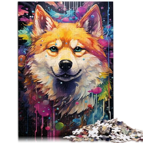 Puzzles, Lernspiele, farbenfrohe, psychedelische Shiba-Inu-Puzzles für Erwachsene, 1000-teiliges Holzpuzzle, anspruchsvolles, schwieriges Puzzle, 1000 Teile (50 x 75 cm)