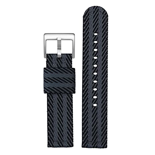 SCRUBY Mode gewebter Nylon Uhrenband für Omega Seahorse 300 Leinwand verdickte Sportgurt 18mm 20 mm 22 mm 24 mm(Black gray silver,20mm)