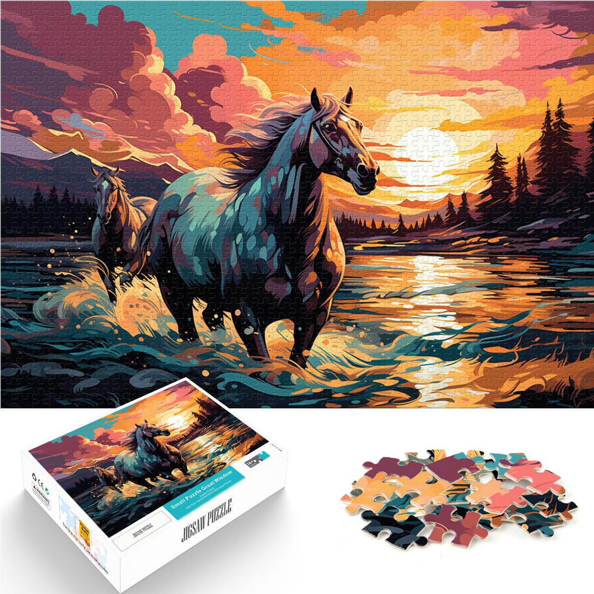 Spielzeug Puzzle Buntes Kunstpferd 1000 Teile Puzzle Spielzeug Holzpuzzle Spielzeug Puzzles Lernspiele Stressabbau Puzzles 1000 Teile (50x75cm)