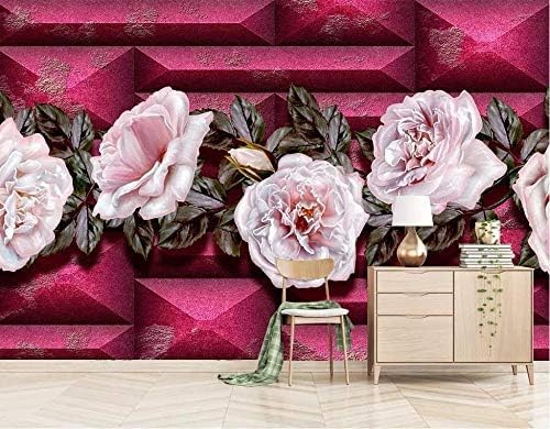 XLMING Mode Blume Rosa Rose Rebe Bilder Küche Esszimmer Arbeitszimmer Wohnzimmer TV Hintergrund Wand 3D Tapete-350cm×256cm