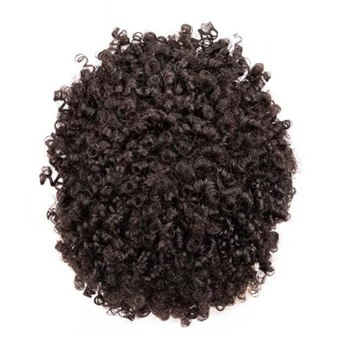 Perücke Männer Afro-Toupet, 0,06–0,08 mm, dünne Haut, PU-Basis, Haarteile for schwarze Männer, 20,3 x 25,4 cm, alle PU-Basis, 15 mm, lockige männliche Perücken, natürliches Echthaar, Systemeinheit Tou