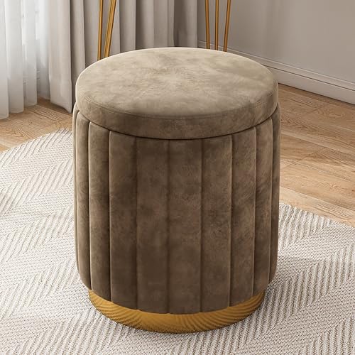 WYZCHDM Runder Samt-Ottomane, Mode Lagerung Hocker, Dressing Tisch mit Stauraum, Multi-Funktion Make-Up Hocker, Schminkhocker, Couchhocker Polsterhocker, für Wohnzimmer Schlafzimmer Without Storage G