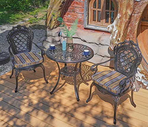 Bistro-Set aus Aluminiumguss mit 2 Stühlen und rundem Tisch, Gartenmöbel-Sets für den Außenbereich zum Essen, Patio, Terrasse, Terrassendielen