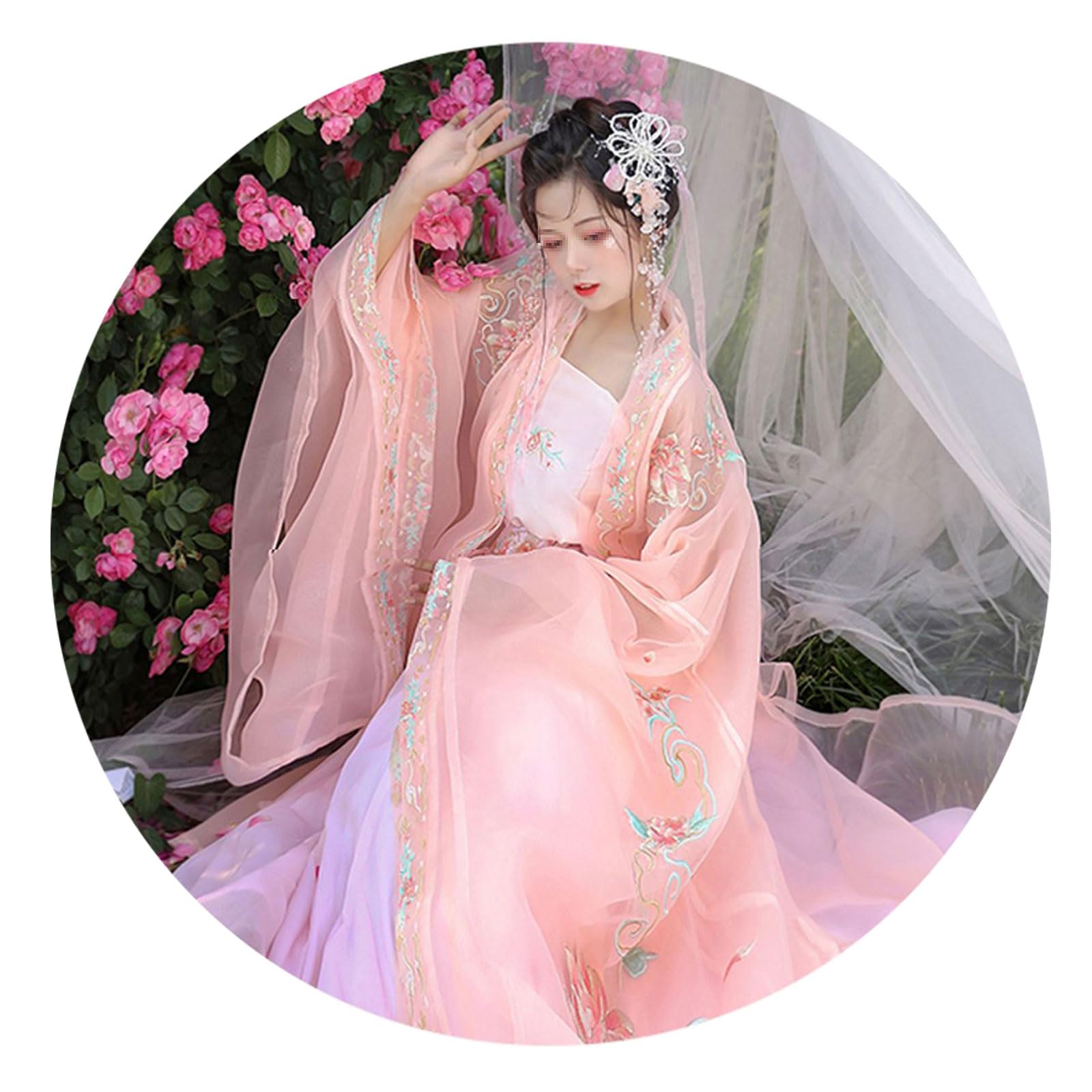 OZMDXKJ Song System Hanfu Damen-Kostüm, dünner Stil, super unsterblich, elegant, komplettes Set, M = 158–166 cm, Rosa