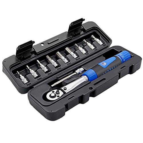 Crepundia Drehmomentschlüssel,Torque Wrench Fahrraddrehmomentschlüssel 1/4 Zoll Drehmomentschlüssel Set 2-24nm Radfahren Fahrradwartungsbuchse Werkzeuge Kits