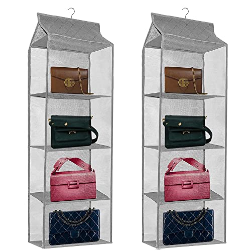 2 STK Atmungsaktiver Schrank Organizer,Tasche für Schlafzimmer,Handtaschen Ablage Speicher,Handtasche Kleiderschrank,Veranstalter Taschen,Closet Organizer Faltbar,Platzsparendes Taschenorganizer