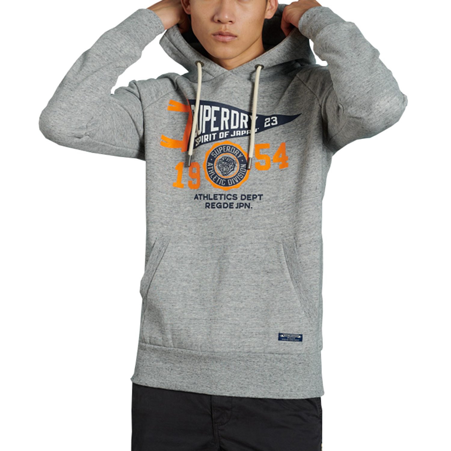 Superdry Mens Mascot Varsity Overhead Skateboarding Hoodie, Soft Grey Marl, L