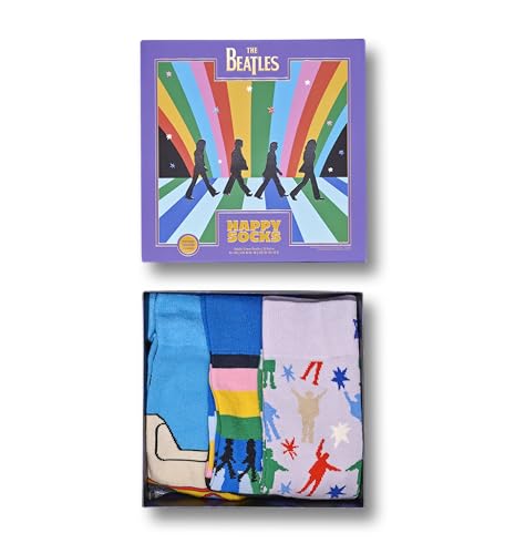 Happy Socks 3er pack The Beatles Socken - Beatles Editon Geschenkbox mit 3 lustige Socken für tolle Fans