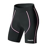 Santic Radlerhose Damen Gepolstert,Fahrradhose Damen,Radhose Damen mit Polster Kurz Rosa EU XXXL