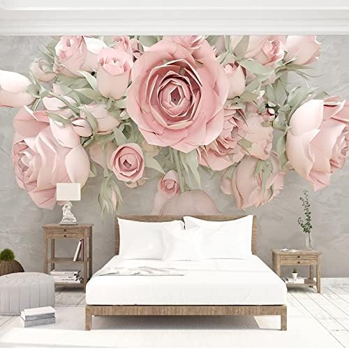 XLMING Rosa Rosenblüte 3D Tapete Home Dekoration Wohnzimmer Sofa Schlafzimmer Tv Hintergrund Wand-300cm×210cm