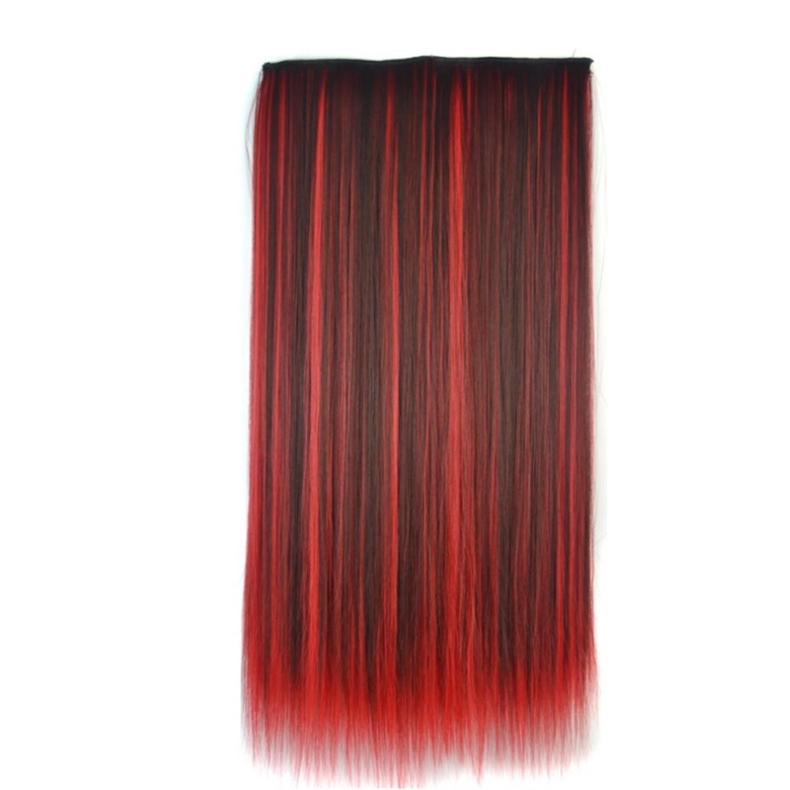 Clip-in-Haarverlängerungen 22 Zoll synthetische Clip-on-Haarverlängerung, Ombre, bunte Perücke, einteilige, gewellte Haarverlängerung, 5 Clips im Haarteil for Frauen und Mädchen Clip-in-Haarverlängeru