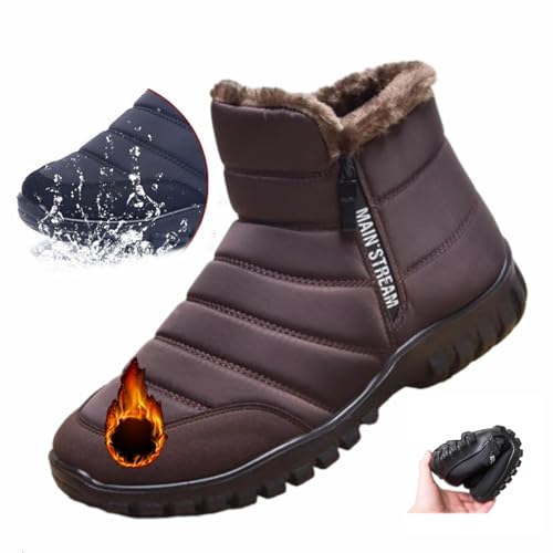 WINDEHAO Herren Winter Warm Wasserdicht Schneestiefel Tragen und Anti-Rutsch Schneestiefel Fleece Wasserdicht Baumwolle Schuhe Winterstiefel