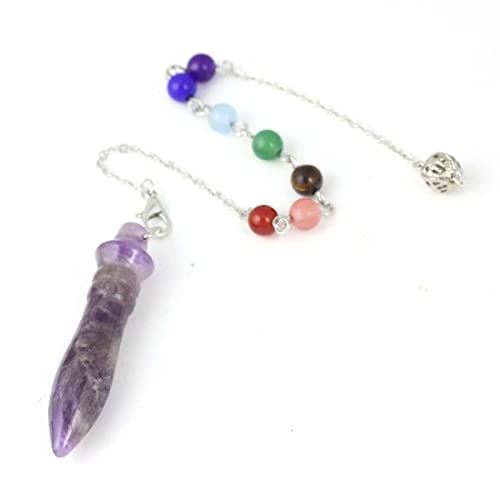 Natürlicher Kristallquarz Pendel Anhänger Amethyst Lapislazuli Stein Amulett Pendel Weissagungs Schmuck,Amethyst B