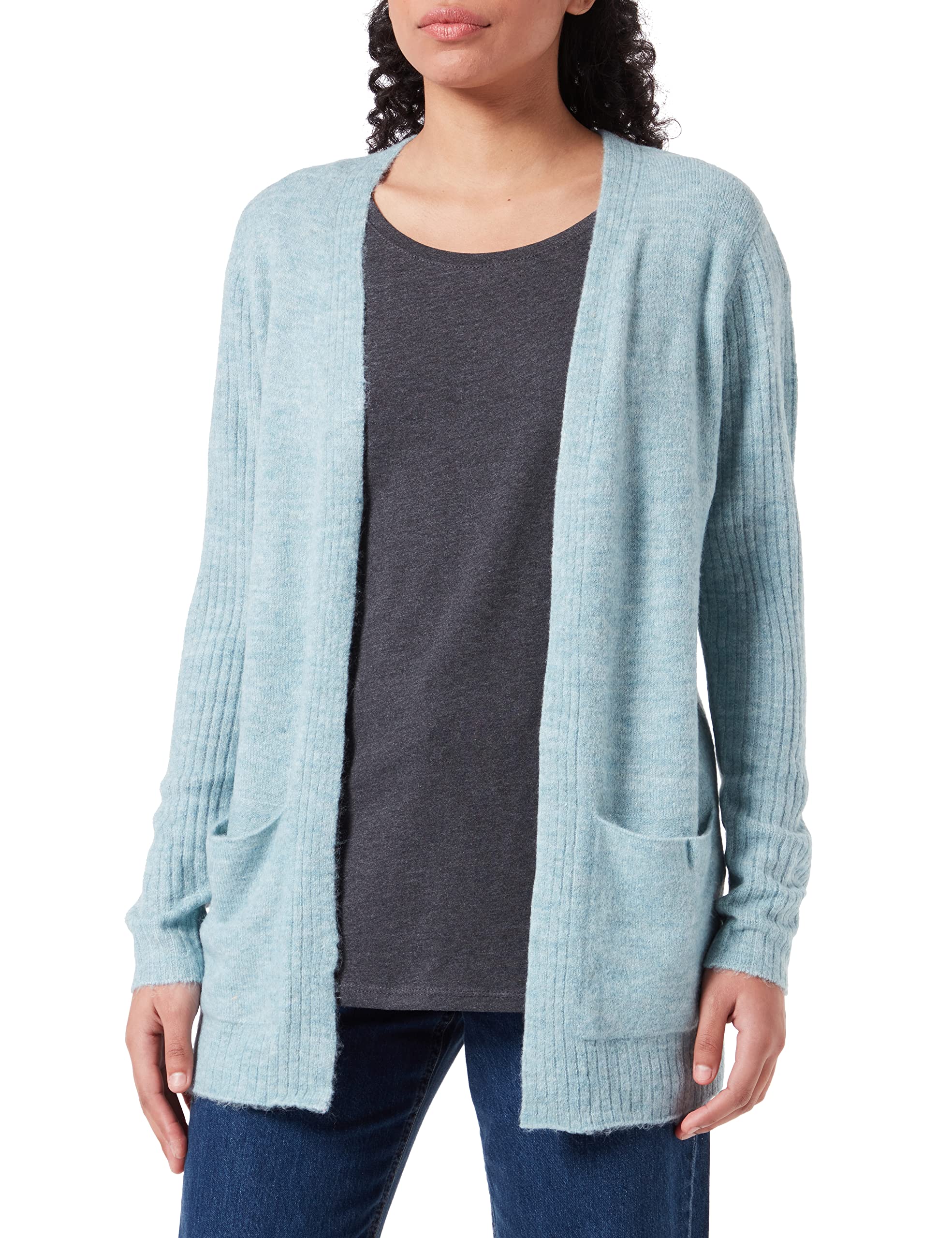 JdY Damen JDYSUNDAY L/S Rib Cardigan KNT Strickjacke, Tourmaline/Detail:Melange, L