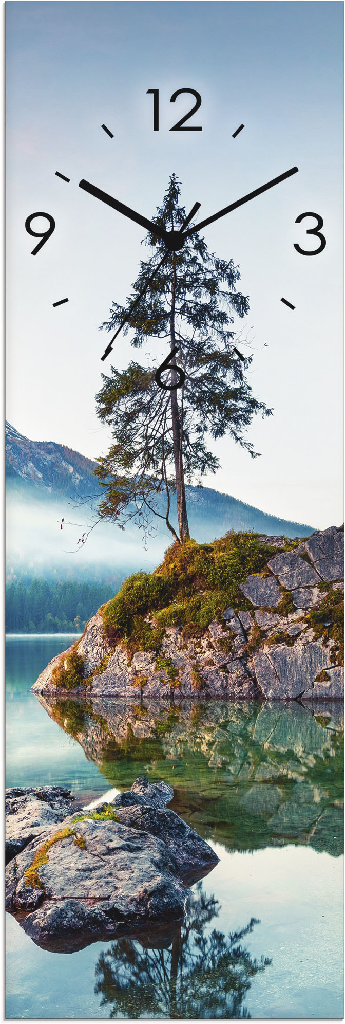 Artland Wanduhr "Glasuhr Herbstszene des Hintersee vor Alpen", wahlweise mit Quarz- oder Funkuhrwerk, lautlos ohne Tickgeräusche