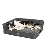 JAMAXX Premium 2-in-1 Hunde-Sofa - Orthopädisch Memory Visco, Abnehmbare Polster, Oeko-TEX Abnehmbarer Bezug Waschbar, Weiches Fleece oder Lammfell/Sherpa, PDB3014 (M) 90x70 anthrazit