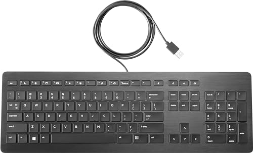 HP Z9N40AA Premium USB-Tastatur (Standard, Verkabelt, USB, Membran-Schlüsselschalter, Schwarz), QWERTZ Tastaur in Deutschland